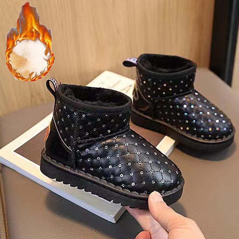 

Зимние сапоги для девочек Зимние новые детские короткие сапоги Противоскользящие хлопчатобумажные туфли