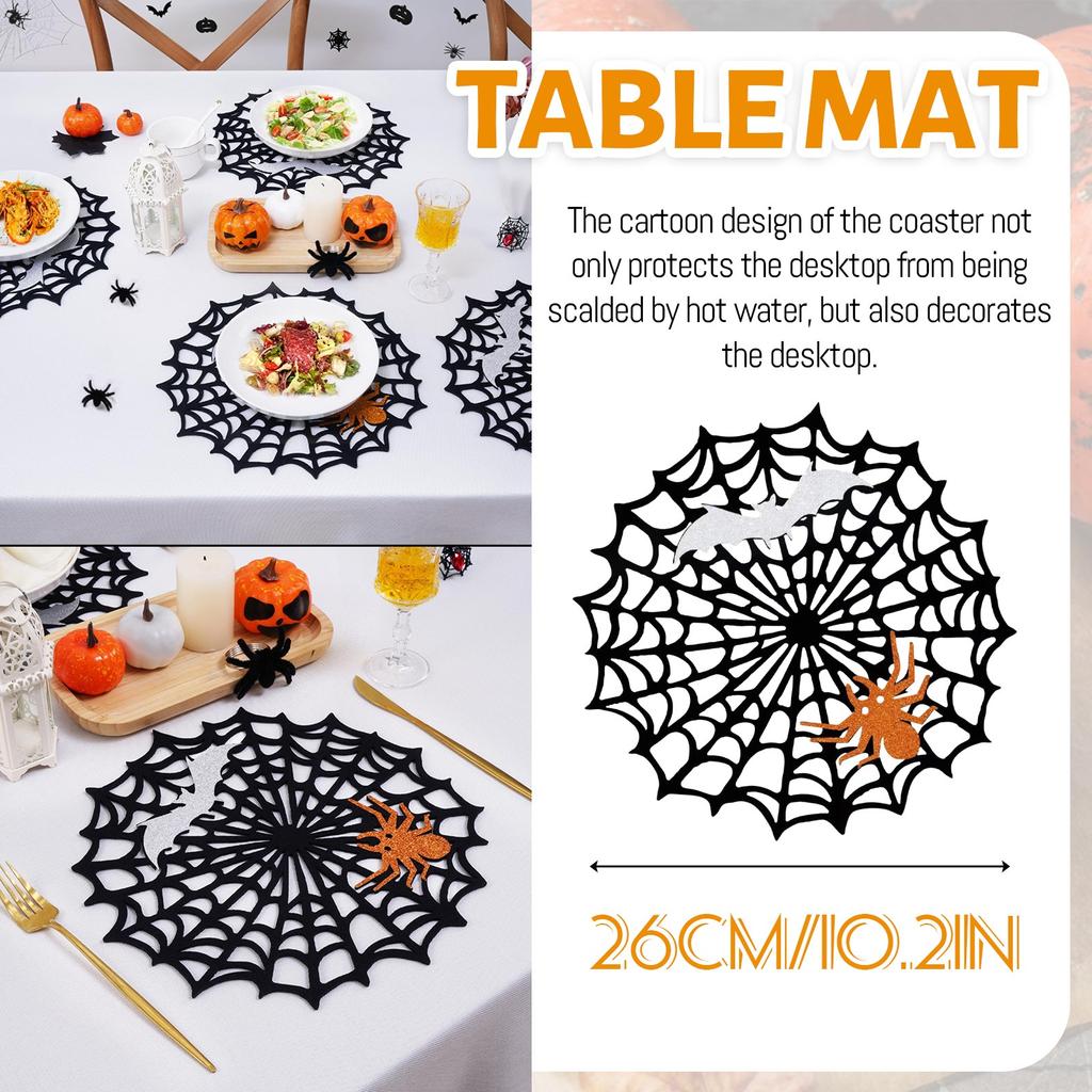 Halloween Pumpkins Coasterss Felts Insulation Non- Mat Holiday Party Desktop Decoration Webs Coasterss
