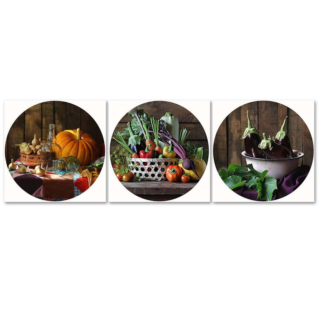 Set of Three Pictures Canvas Print Fruit and Vegetables