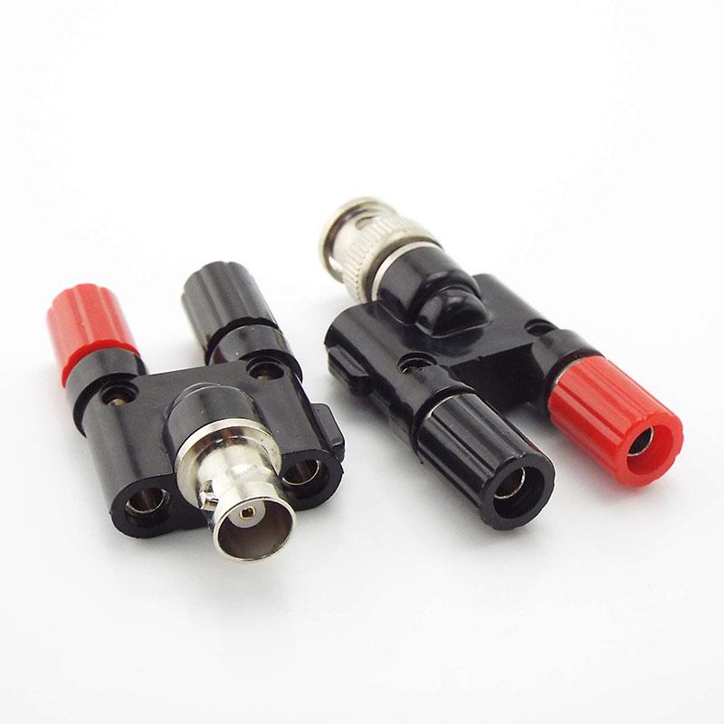 BNC Male Female To Dual 4mm Banana Jack Coaxial  Binding Post Cable Video Socket Connector for CCTV Electronic Aviation
