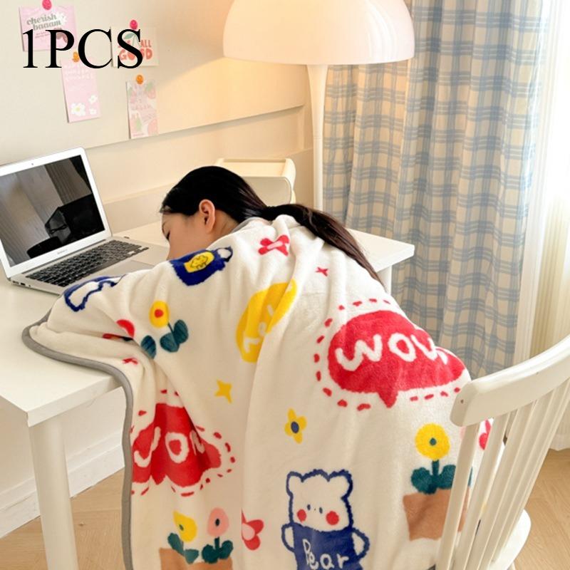 1pcs Coral Fleece Shawl Blanket New Style Thickened Multi-functional Student Nap for Office and Home Warm Throw Blanket Decor