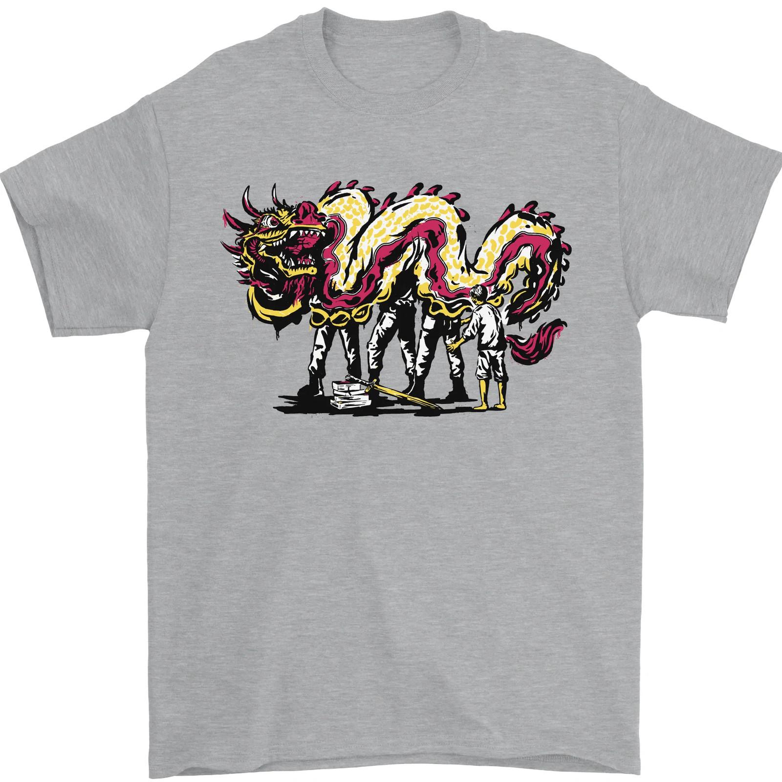 Banksy Style Fake Chinese Dragon Mens T-Shirt 100% Cotton M