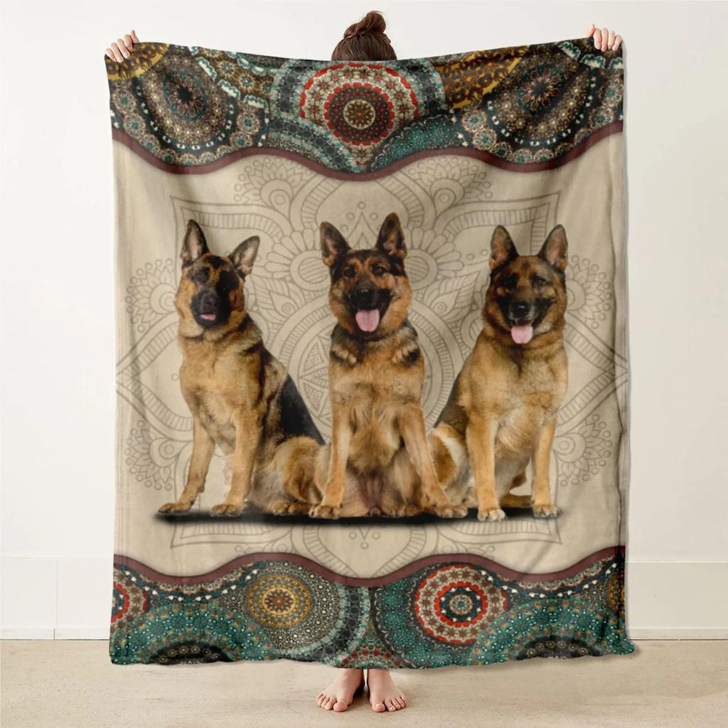 German Shepherd Blanket Dog Flannel Throw Bed Blankets Cozy Lightweight Soft Bedspreads Bedding for Sofa Couch Bed Home Decor