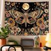 Mystic Moon Moth Tapestry, Boho Celestial Sunflower Floral Print Large Wall Hanging for Bedroom Living Room Aesthetic Decor