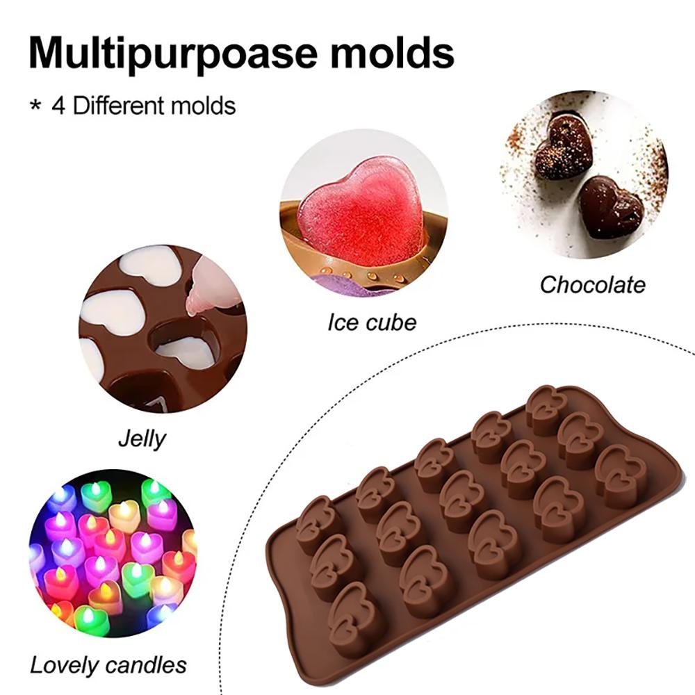 Ručně vyráběná silikonová forma na čokoládu Forma na bonbóny Želé pudink Formy na květiny ve tvaru srdce ve tvaru srdce Kuchyňské nástroje na pečení