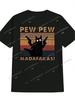 MenS Casual Short Sleeve TShirt with PEW PEW MADAFAKAS Graphic Print  Black Round Neck Summer Tee Lightweight  Breathabl