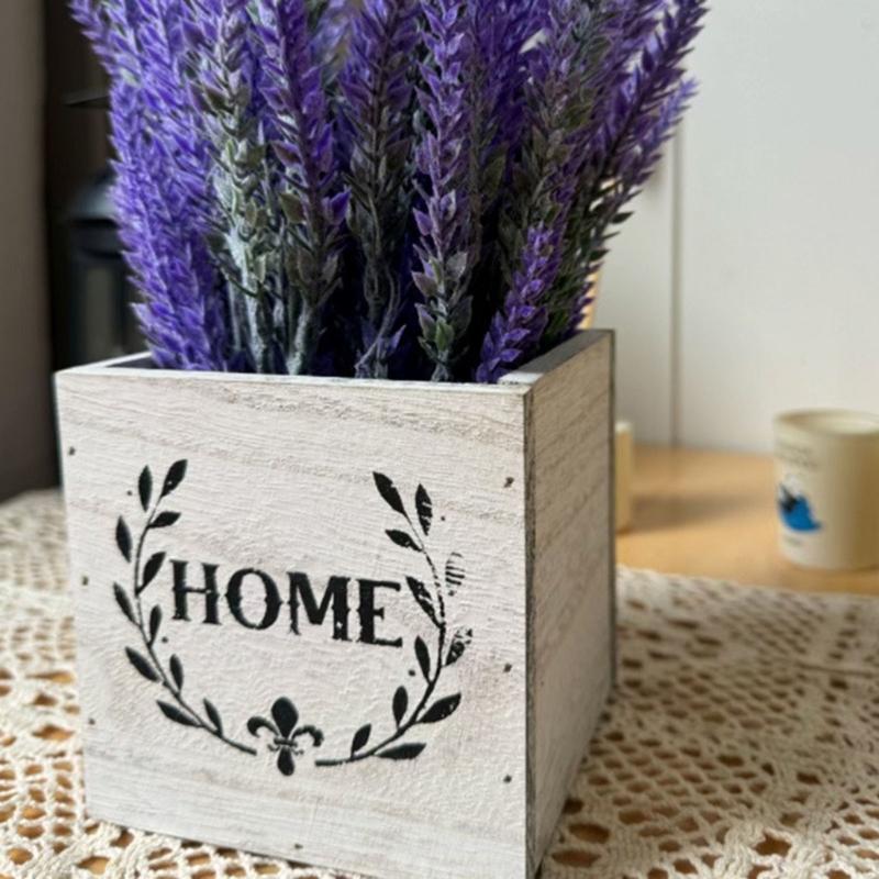 Künstliche Blumensträuße mit Holzpflanzgefäß Künstliche Blumenpflanze in Vase für Terrasse Hochzeitstisch Blumengesteck