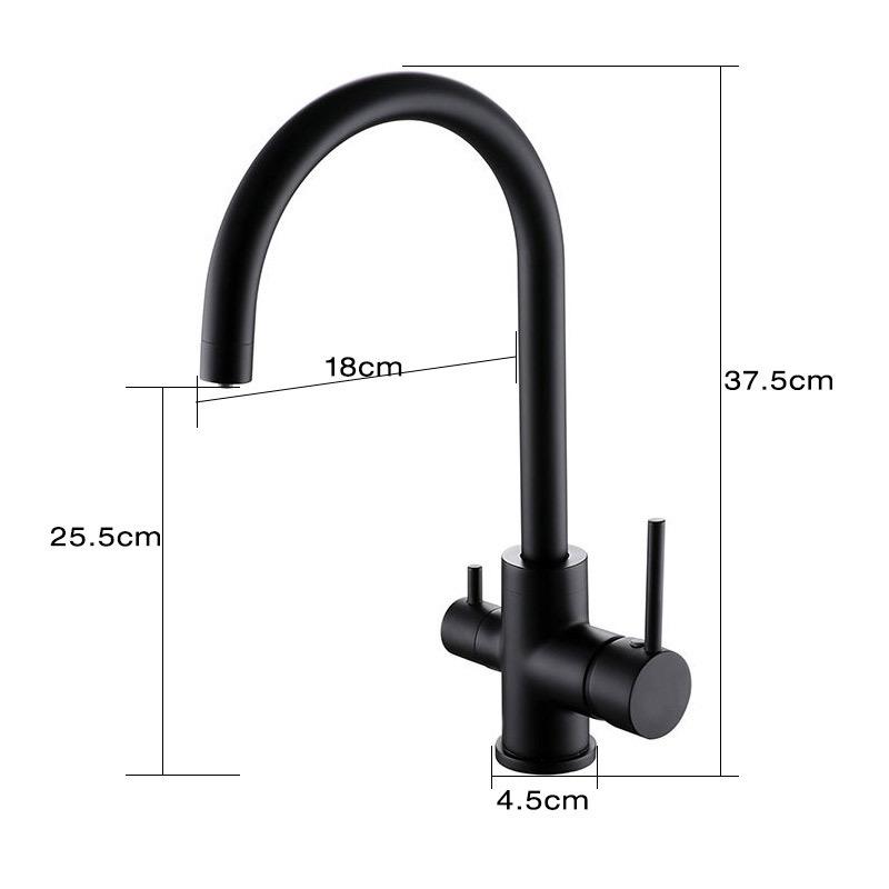 Chrome Dual Handle Filtered Crane For Kitchen, 360 Rotation Water Filter Tap Three Ways Sink Mixer Kitchen Faucet