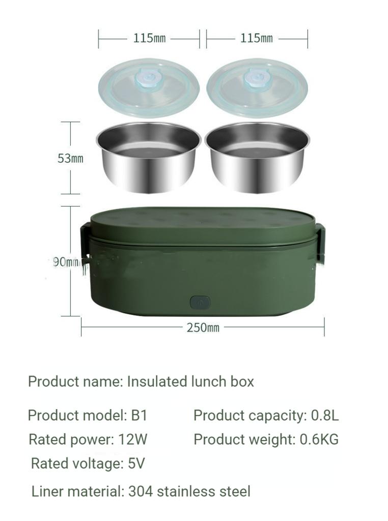 Mini Lunch Box USB Box Electric Food Charging Food Heating Portable Car Container Portable Rice Tower Lunch Box Bento Stainless Steel |