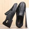 Men's Shoes 2025 Summer Leather Soft-soled Hollow Leather Shoes Breathable Middle-aged and Elderly Casual Shoes Dad Leather Sandals Hole Shoes