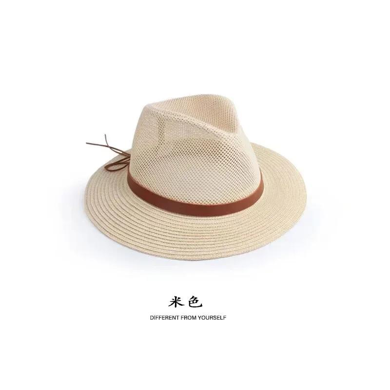 2025 New Natural Panama Soft Shaped Straw Hat Summer Women/Men Wide Brim Beach Sun Cap UV Protection Fedora Hat
