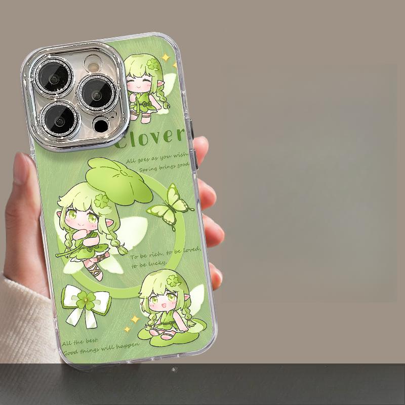 

Милый браслет для девочки подходит для Apple 16, с тюлевым чехлом для телефона 15, магнитной подставкой 14, мультяшным 13 и высококлассным и нишевым ощущением iPhone 11 Pro Max