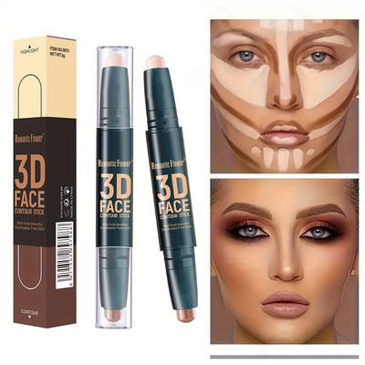 2-σε-1 Natural Face Contour & Highlight Stick - Αδιάβροχο, φωτεινό, Dual Head Contour Stick Highlighter Face Makeup