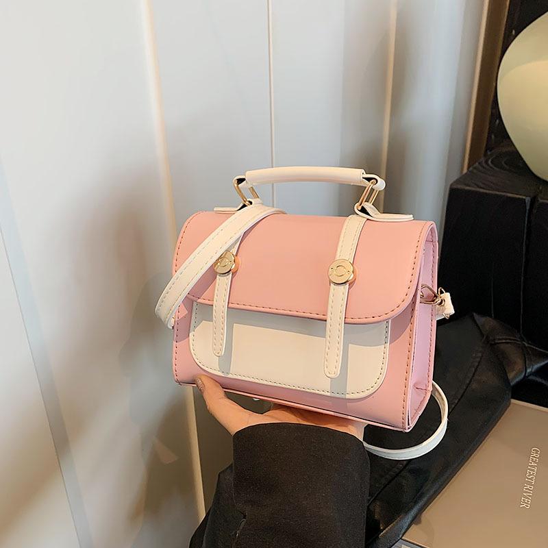 Fashionable Texture Simple New Trendy Casual British Style Commuting One-shoulder Crossbody Contrasting Color Handbag for Women
