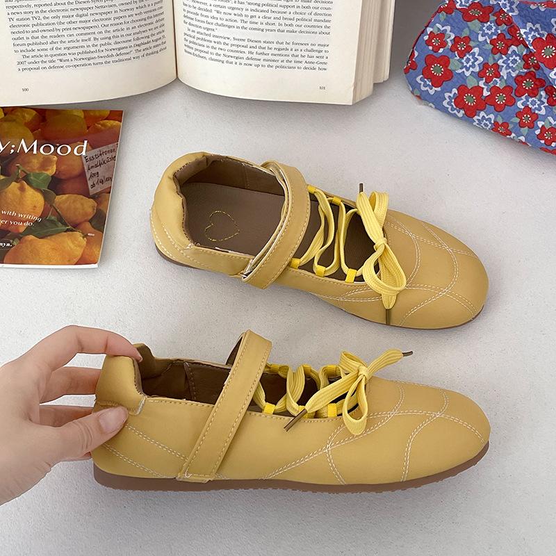 Fashion Yellow Retro Flat-bottomed Light-mouth Forrest Gump Shoes Women's 2025 New Summer Height Increase Versatile Mary Jane Single Shoes