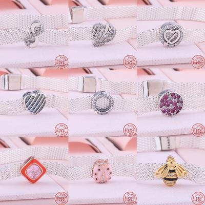 Breloques à clip scintillantes et intemporelles en argent sterling 100 % S925, adaptées aux bracelets Reflexions originaux, pour la fabrication de bijoux tendance à faire soi-même