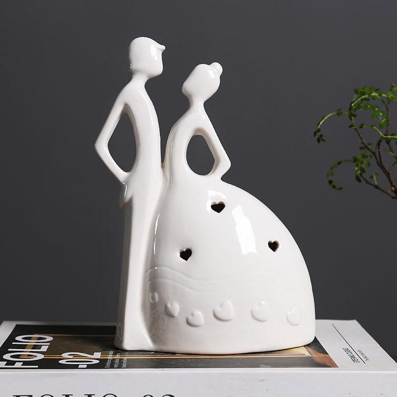 Ceramic Sculpture Happy Home Wedding Bride Groom  Figurines Miniatures Decoration Crafts Ceramic Creative Gifts Home Decor