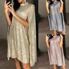 Glitter Party Dress Loose Turtleneck Sequin Spring Autumn Hollow Out Lady Dress
