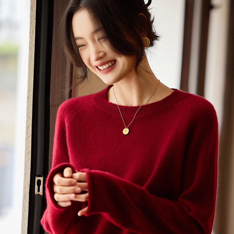 Women's Cashmere Sweater Qinghe Cashmere 30% Cashmere 70% Wool Autumn and Winter Pullover Warm and Fashionable