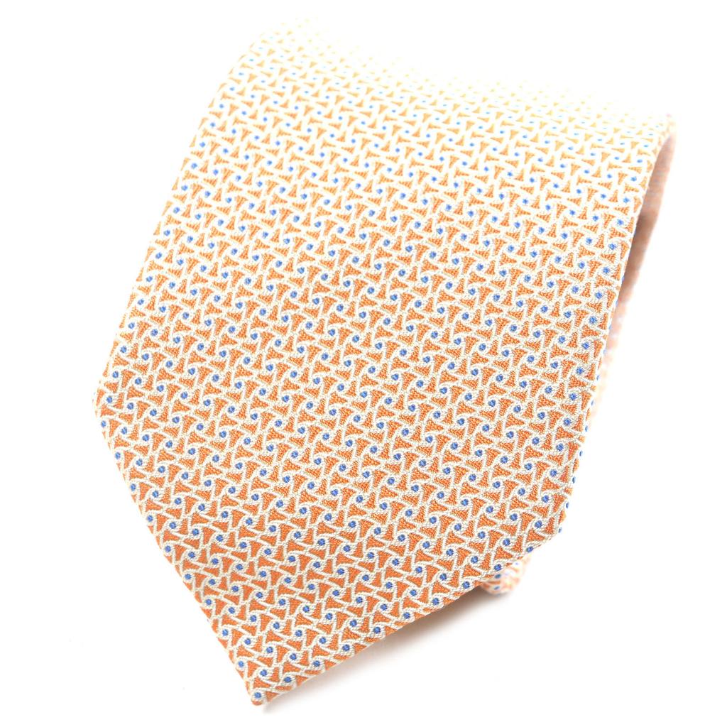 Excellent HERMES tie Overall handle Orange blue mens 659082T Used
