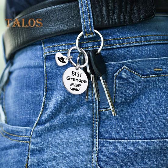 Stainless Steel Keychain Dad from Son Best Dad Ever Keychain Gift Double Sided Letter Print Keyring Valentine Day Heartwarming Gift