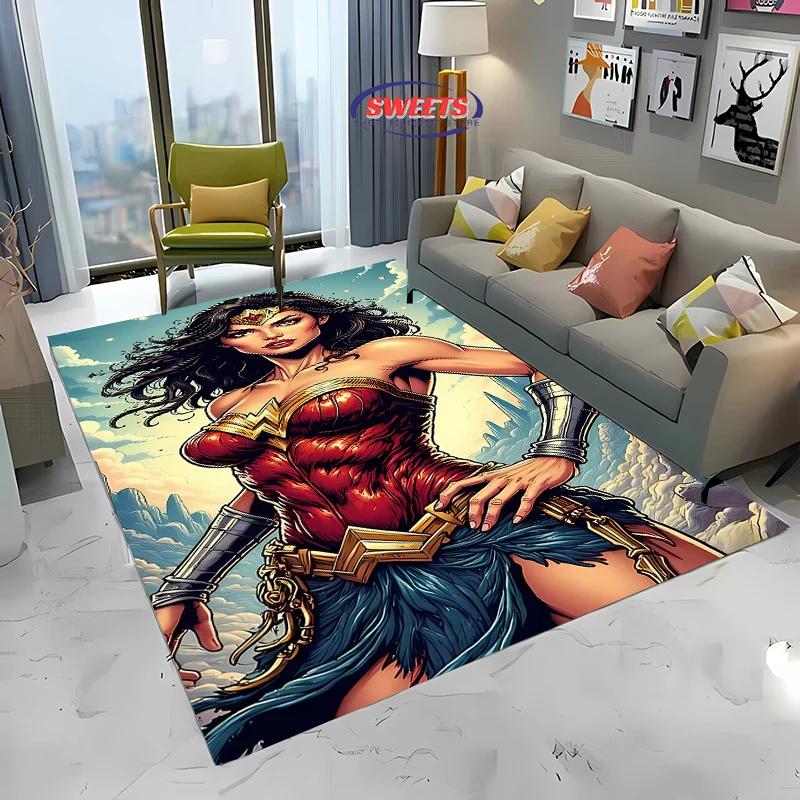 DC Wonder Woman Area Carpet,Living Room Bedroom Children's Room Sofa Mat,Four Seasons Available Doormat Floor Anti-slip Rug,Gift