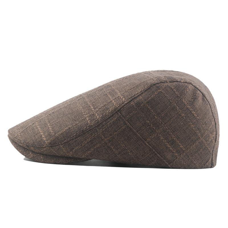 2020 cotton linen beret for men, vintage duckbill cap, artsy young adult forward cap, middle-aged and elderly hat
