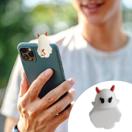 Halloween Ghost Phone Buddy Mini Ghost Figures Adhesive Phone Accessory Cute Stick-On Ghost Phone Topper for Smartphone Desk Decor
