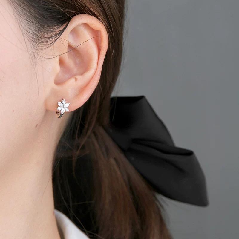 Xiaomi 925 Sterling Silver Vintage Earrings For Women Trendy Simple Flower CZ Earring Jewelry Prevent Allergy Party Accessories Gift