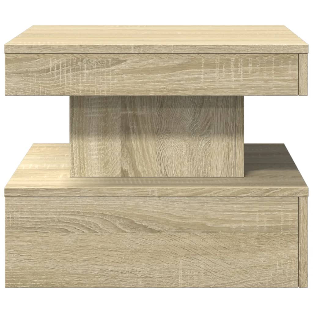  LED Coffee Table, Sonoma Oak, 50x50x40 Cm