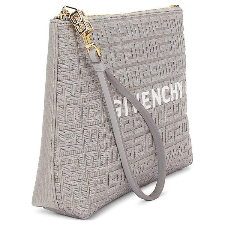 Givenchy 4G Allover Pattern Zip Closure Leather Travel Clutch Women Clutch Gray BB60KSB18Z-050