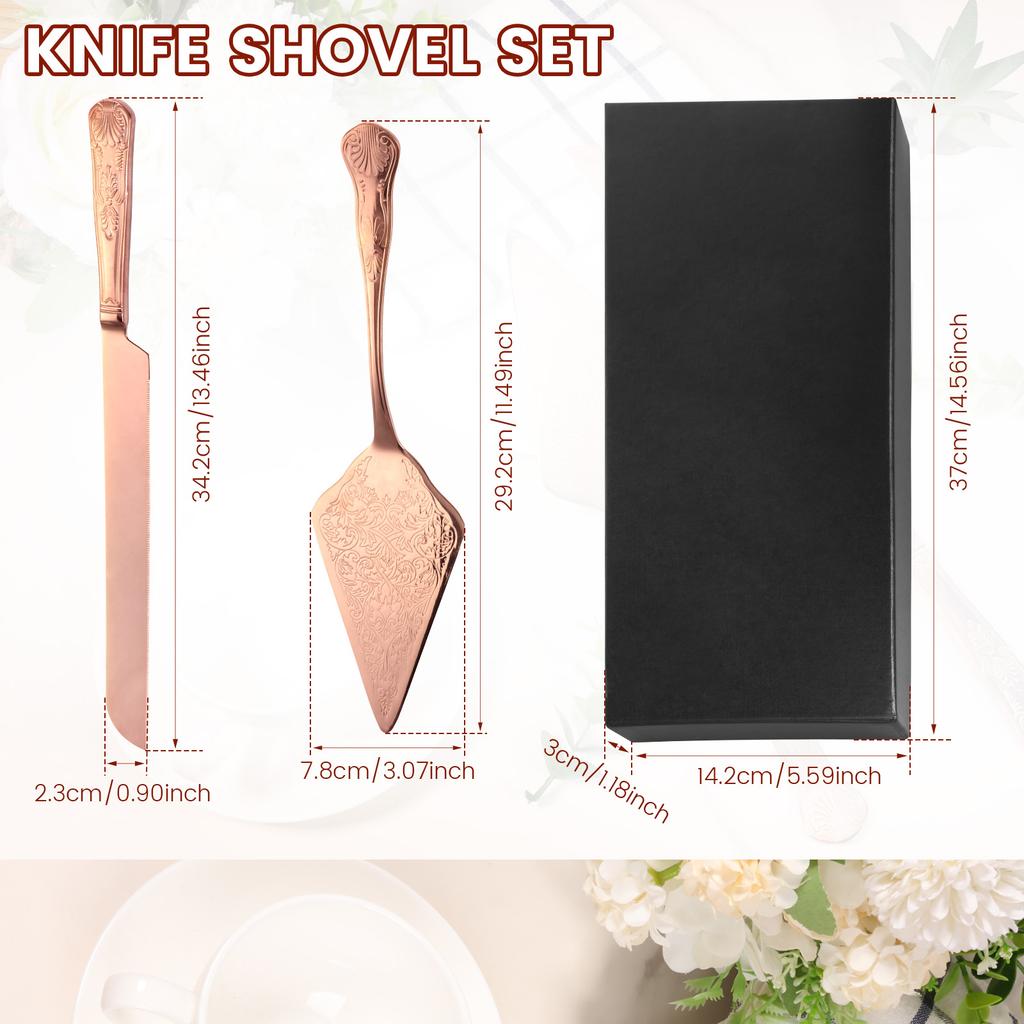 Tårt Skärset för Bröllop Elegant Tårtkniv och Serveringsset Tårtskärare Pajspatel för Födelsedag Årsdag Jul