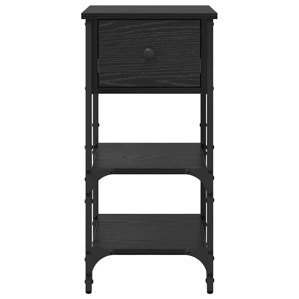 Nightstand Black Oak Effect 33.5 X 36 X 70 Cm Engineered Wood