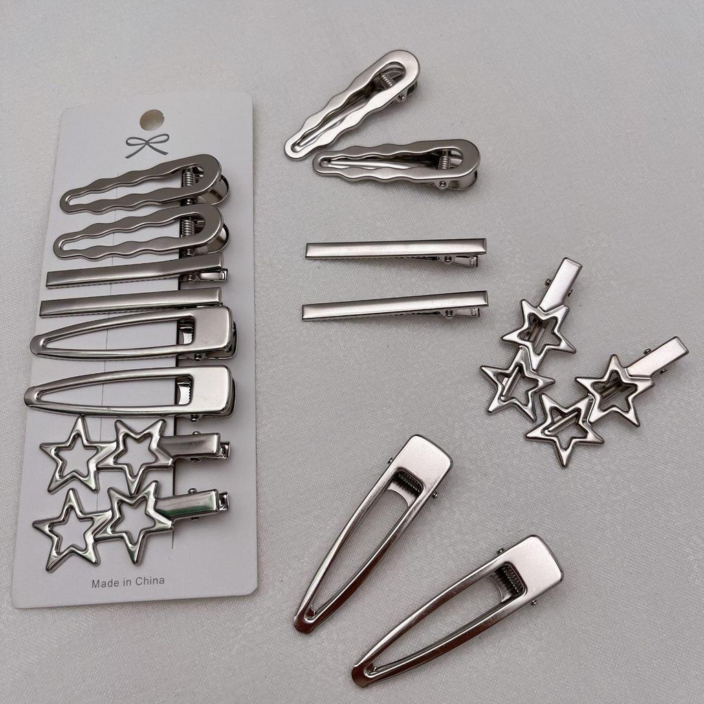 8Pcs Sliver Metal Hair Clips Women Girls Y2K Duckbill Hairpin Personality Bangs Side Headwear Barrettes Hairclip Styling Accessories