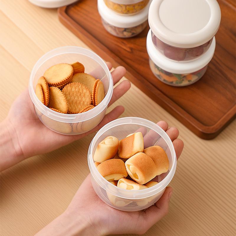 Round Food-Grade Plastic Storage Box, Refrigerable & Airtight for Preserving Freshness