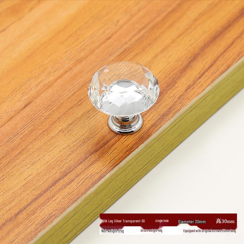 Transparent Black Crystal Pull Handle for Cabinets and Wardrobes - European Modern Design, Solid and Thickened.