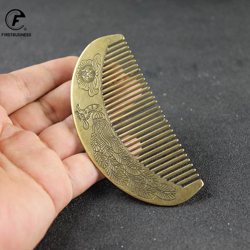 Chinese Style Phoenix Peony Elephant Hairs Brush Hair Comb Women Care Anti-Static Pure Brass Copper Tools Mother's Day Christmas