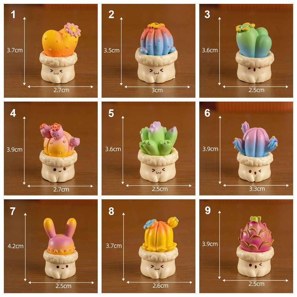 Multicolor Miniature Cactus Bonsai Resin Simulation Succulents Potted  Party Festival