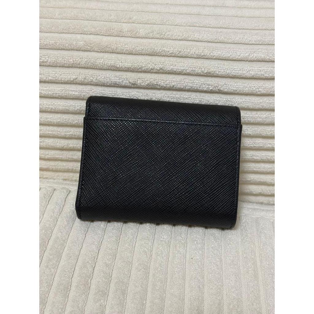 Used PRADA Tri-fold wallet, Saffiano leather, black, gold hardware, with box