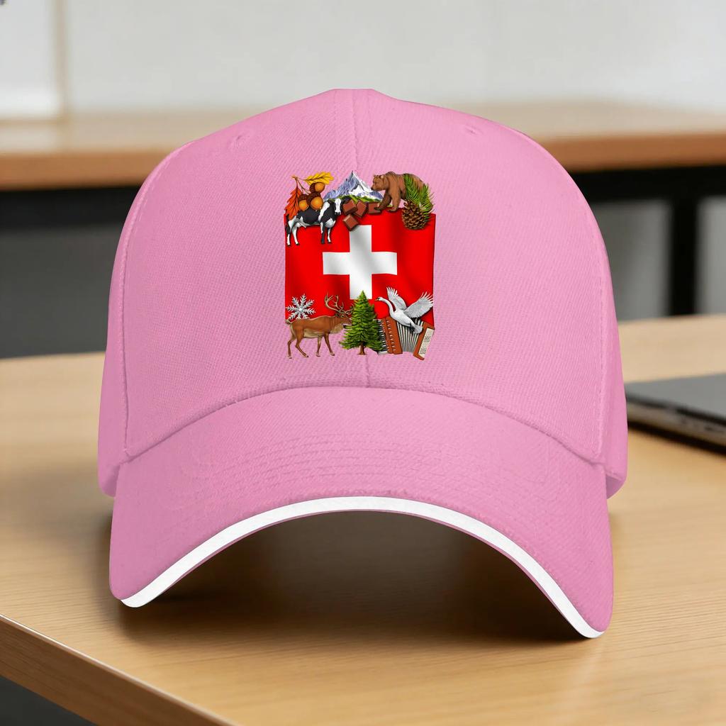 Schweiz Schweizer Flagge Sonne Baseballkappe Frühling Unisex Unisex Design Hip Hop Hüte Sonnenschutz Street Style Kpop Rock Snapback Kappe