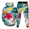 Fashion Floral Flower 3D Print Hoodies Pant Sets Men's Sweatshirts Sweatpants Streetwear Two Piece Suits Tracksuit Man Clothing