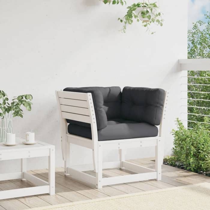 VidaXL Canapé de Jardin Accoudoir avec Coussins, Chaise de Terrasse avec Dossier, Fauteuil de Salon Patio Extérieur, Blanc 844695