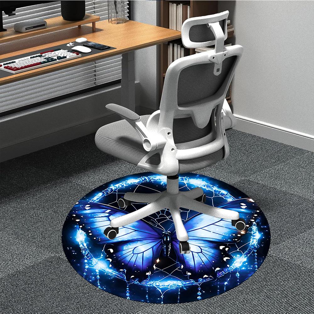 

1PC Butterfly Web Office Round Area Rug, Indoor Mat Suitable ForOffice, Under Office Chairs Bedroom Living Room Home Decor, Room Deco, D141 80cm by 80cm