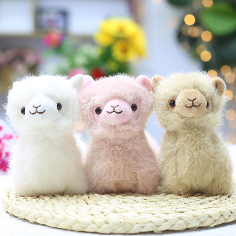 Fluffy Plush Alpaca Keychain with Vibrant Colorful Bells Cute Charm for Backpack Car Key Pendant