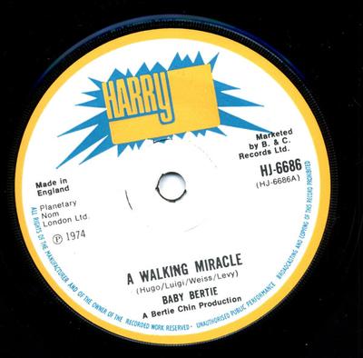 7inch Record BABY BERTIE  A Walking Miracle HJ6686 Harry J Records 1974 UK Reggae Ska  Dub Used