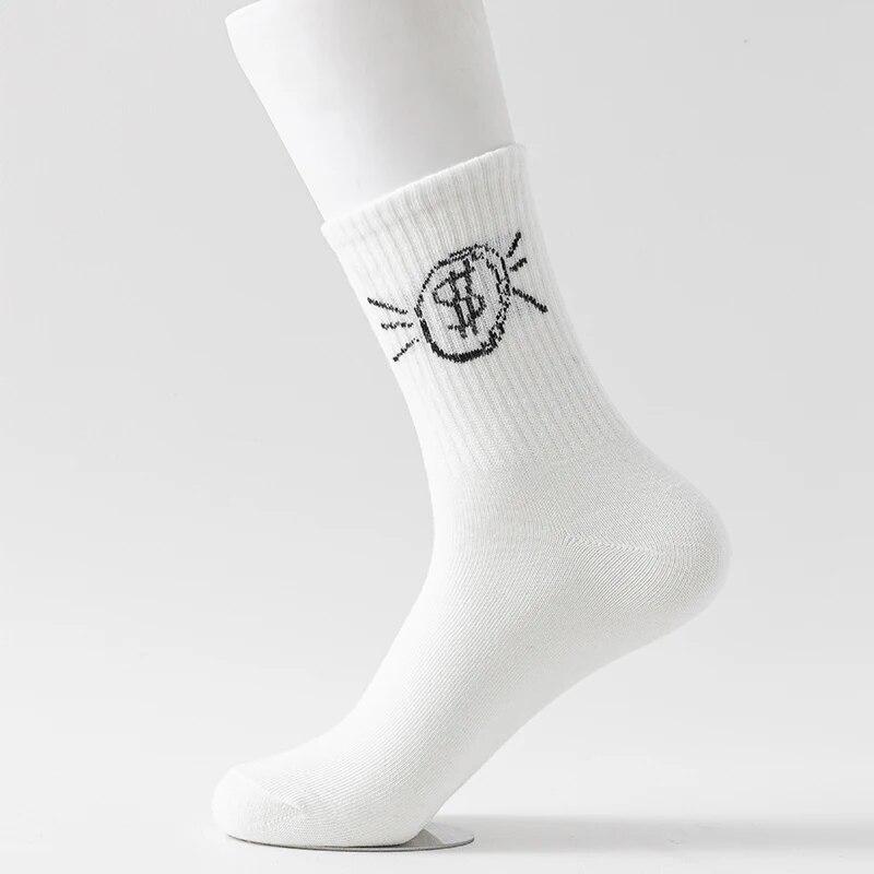 5 Pairs of Men's/women's Long Socks Made of Cotton, Soft and Breathable. Spring and Summer Couple DEVIL'S Mid Length Socks