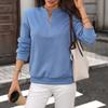 Sudadera Casual Pullover para Mujer con Media Cremallera, Ajuste Holgado, Manga Larga, Tejido Ligero y Suave, Suéter de Cuello Redondo para Uso Diario