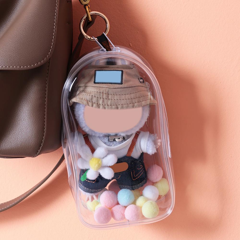 19cm Vinyl Protective Doll Case: Cotton Ita Bag with Transparent Display, Dustproof Hanging, and Large Storage Compartment