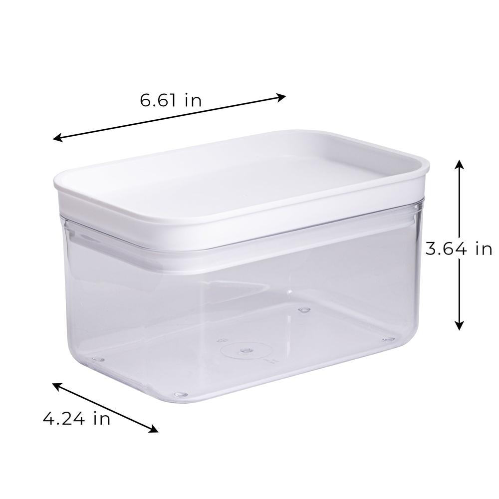 2 Pack Rectangular Clear Plastic Food Storage Canister Airtight Stackable Container Kitchen Organization Snacks Small Items