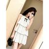 French Pure Desire Neck Polka Dot Cake Dress Women's Summer Bow Sleeveless Loose Age-reducing Ruffle Edge Short Skirt